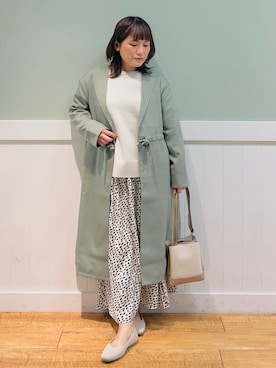 「DRESKIP（ドレスキップ）のアイテム（ノーカラーコート）」を使った、タナさん（レディース・155cm）の冬コーディネート