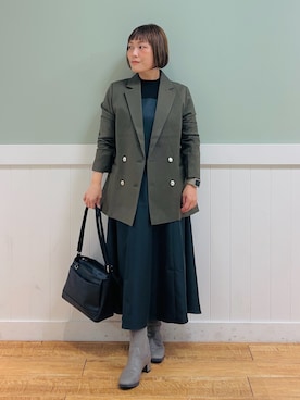 「DRESKIP（ドレスキップ）のアイテム（テーラードジャケット）」を使った、タナさん（レディース・155cm）の秋コーディネート