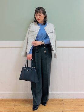 「DRESKIP（ドレスキップ）のアイテム（デニムジャケット）」を使った、タナさん（骨格ウェーブ・レディース・155cm）の春コーディネート