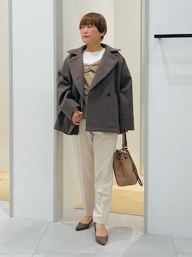 「アイテム（ピーコート）」を使った、タナさん（レディース・155cm）の秋コーディネート