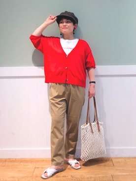 「DRESKIP（ドレスキップ）のアイテム（キャスケット）」を使った、タナさん（レディース・155cm）の夏コーディネート
