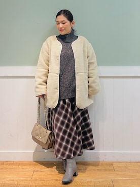 「DRESKIP（ドレスキップ）のアイテム（ブルゾン）」を使った、タナさん（骨格ウェーブ・レディース・155cm）の冬コーディネート