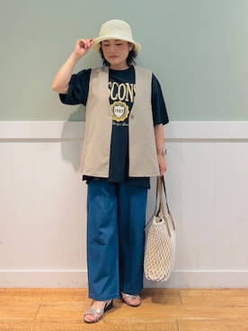 「DRESKIP（ドレスキップ）のアイテム（バッグ）」を使った、タナさん（レディース・155cm）の夏コーディネート