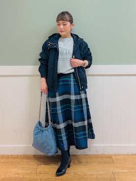 「DRESKIP（ドレスキップ）のアイテム（ブルゾン）」を使った、タナさん（骨格ウェーブ・レディース・155cm）の春コーディネート