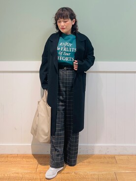「DRESKIP（ドレスキップ）のアイテム（チェスターコート）」を使った、タナさん（レディース・155cm）の秋コーディネート