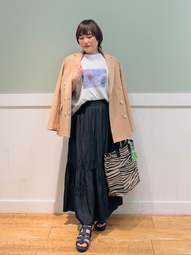 「DRESKIP（ドレスキップ）のアイテム（テーラードジャケット）」を使った、タナさん（レディース・155cm）の春コーディネート