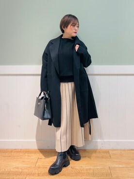 「DRESKIP（ドレスキップ）のアイテム（チェスターコート）」を使った、タナさん（レディース・155cm）の冬コーディネート
