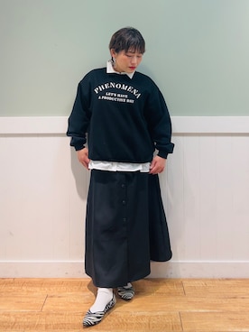 「DRESKIP（ドレスキップ）のアイテム（スウェット）」を使った、タナさん（レディース・155cm）の冬コーディネート