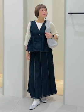 「THE SHOP TK （ザ ショップ ティーケー ）のアイテム（ベスト）」を使った、タナさん（レディース・155cm）の春コーディネート