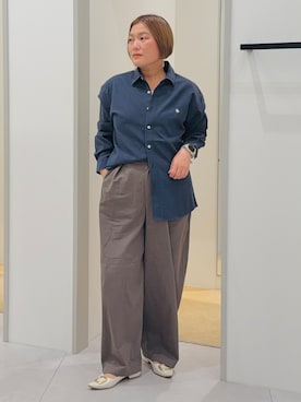 「POLO BCS（ポロ ビーシーエス）のPOLO BCS/アソート長袖シャツ（シャツ/ブラウス、ブルー系）」を使った、タナさん（レディース・155cm）の秋コーディネート