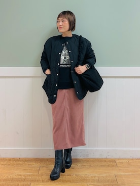 「DRESKIP（ドレスキップ）のアイテム（ブルゾン）」を使った、タナさん（骨格ウェーブ・レディース・155cm）の秋コーディネート