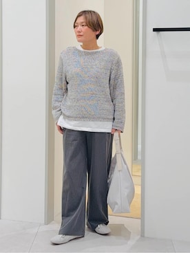 「THE SHOP TK （ザ ショップ ティーケー ）のMIXカラーで軽やかに テープヤーンニット（ニット/セーター、ブルー系）」を使った、タナさん（レディース・155cm）の春コーディネート