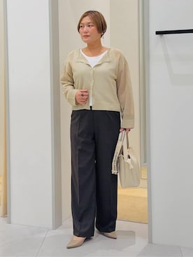 「THE SHOP TK （ザ ショップ ティーケー ）の巾着ショルダーバッグ（ショルダーバッグ、ホワイト系）」を使った、タナさん（レディース・155cm）の春コーディネート
