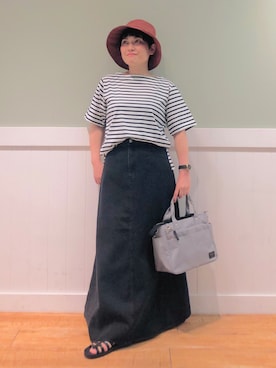 「DRESKIP（ドレスキップ）のアイテム（ハット）」を使った、タナさん（レディース・155cm）の夏コーディネート