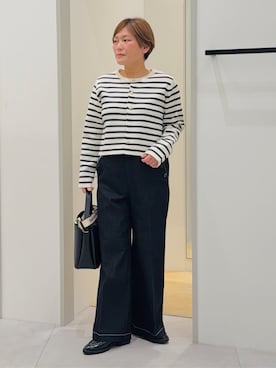「THE SHOP TK （ザ ショップ ティーケー ）のハーフミラノカーデ（カーディガン/ボレロ、ベージュ系）」を使った、タナさん（レディース・155cm）の冬コーディネート
