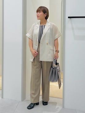 「アイテム（テーラードジャケット）」を使った、タナさん（レディース・155cm）の夏コーディネート