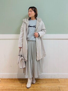「DRESKIP（ドレスキップ）のアイテム（その他アウター）」を使った、タナさん（レディース・155cm）の冬コーディネート