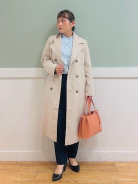「DRESKIP（ドレスキップ）のアイテム（トレンチコート）」を使った、タナさん（骨格ウェーブ・レディース・155cm）の春コーディネート