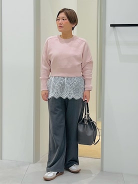 「THE SHOP TK （ザ ショップ ティーケー ）の巾着ショルダーバッグ（ショルダーバッグ）」を使った、タナさん（レディース・155cm）の冬コーディネート