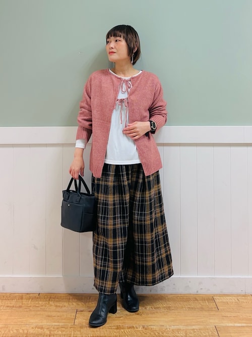 セール】大人が着たい 微起毛 チェック柄ガウチョパンツ（その他パンツ