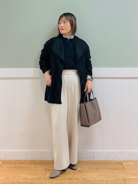 「タートルネック」｜「アイテム（チェスターコート）」を使った、タナさん（レディース・155cm）の冬コーディネート