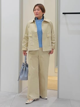 「THE SHOP TK （ザ ショップ ティーケー ）の大人かっこいい 軽やかデニム＆チノブルゾン（ブルゾン、ベージュ系）」を使った、タナさん（レディース・155cm）の冬コーディネート