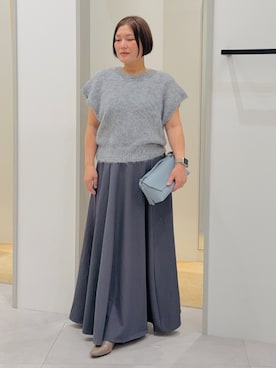 「THE SHOP TK （ザ ショップ ティーケー ）のふわふわシャギーフレンチニット（ニット/セーター、グレー系）」を使った、タナさん（レディース・155cm）の秋コーディネート