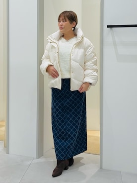 「アイテム（デニムスカート）」を使った、タナさん（レディース・155cm）の冬コーディネート