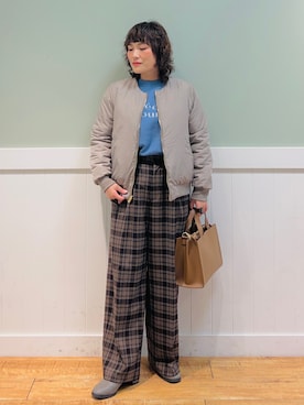 「DRESKIP（ドレスキップ）のアイテム（ブルゾン）」を使った、タナさん（骨格ウェーブ・レディース・155cm）の秋コーディネート
