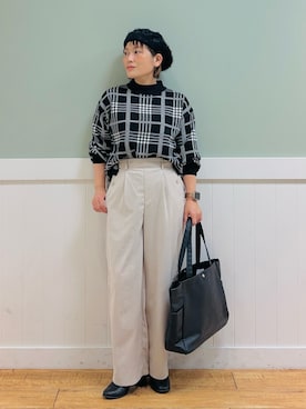 「秋冬」｜「アイテム（ハンチング/ベレー帽）」を使った、タナさん（レディース・155cm）の秋コーディネート