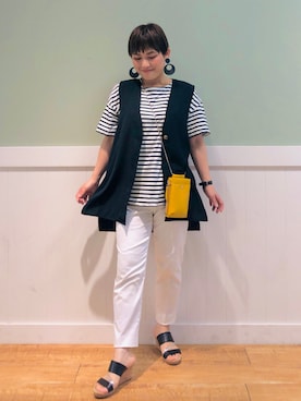 「DRESKIP（ドレスキップ）のアイテム（サンダル）」を使った、タナさん（レディース・155cm）の夏コーディネート