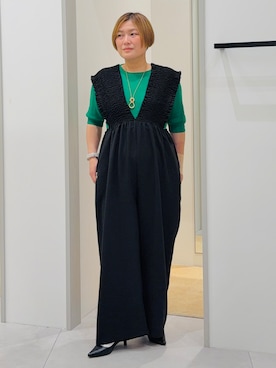 「THE SHOP TK （ザ ショップ ティーケー ）のローヒールベーシックパンプス（パンプス、ブラック系）」を使った、タナさん（レディース・155cm）の春コーディネート