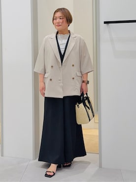 「THE SHOP TK （ザ ショップ ティーケー ）のメタルバーサンダル（サンダル、ブラック系）」を使った、タナさん（レディース・155cm）の春コーディネート
