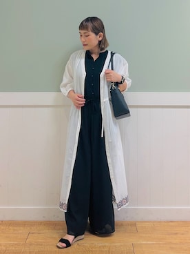 「DRESKIP（ドレスキップ）のアイテム（サロペット/オーバーオール）」を使った、タナさん（レディース・155cm）の夏コーディネート