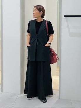 「THE SHOP TK （ザ ショップ ティーケー ）のノーカラージレ【セットアップ可/洗濯機OK】（ベスト）」を使った、タナさん（レディース・155cm）の秋コーディネート