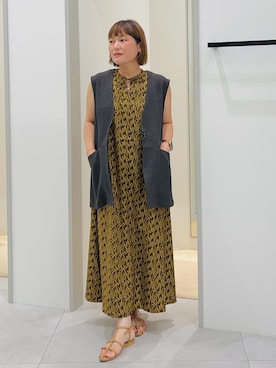 「アイテム（ワンピース/ドレス、イエロー系）」を使った、タナさん（レディース・155cm）の夏コーディネート