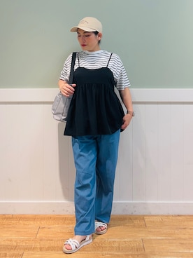 「DRESKIP（ドレスキップ）のアイテム（その他トップス）」を使った、タナさん（骨格ウェーブ・レディース・155cm）の夏コーディネート