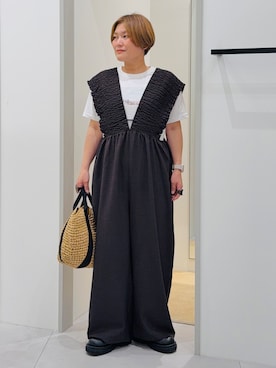 「THE SHOP TK （ザ ショップ ティーケー ）のダブルストラップ厚底シューズ（ドレスシューズ、ブラック系）」を使った、タナさん（レディース・155cm）の春コーディネート