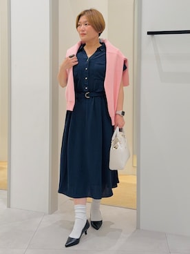 「THE SHOP TK （ザ ショップ ティーケー ）のベーシックパンプス（パンプス、ブラック系）」を使った、タナさん（レディース・155cm）の春コーディネート