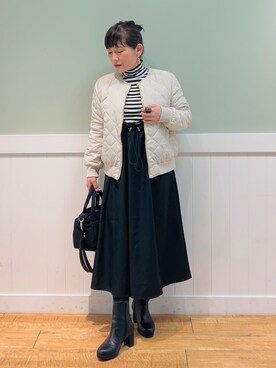 「DRESKIP（ドレスキップ）のアイテム（ブルゾン）」を使った、タナさん（骨格ウェーブ・レディース・155cm）の秋コーディネート