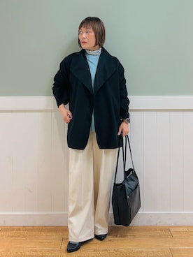 「DRESKIP（ドレスキップ）のアイテム（チェスターコート）」を使った、タナさん（レディース・155cm）の秋コーディネート