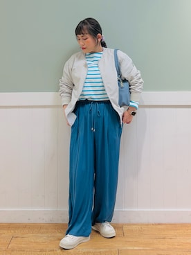 「DRESKIP（ドレスキップ）のアイテム（ブルゾン）」を使った、タナさん（骨格ウェーブ・レディース・155cm）の春コーディネート