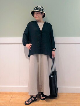 「DRESKIP（ドレスキップ）のアイテム（ハット）」を使った、タナさん（レディース・155cm）の夏コーディネート