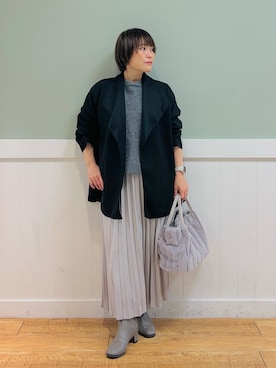 「DRESKIP（ドレスキップ）のアイテム（チェスターコート）」を使った、タナさん（レディース・155cm）の冬コーディネート