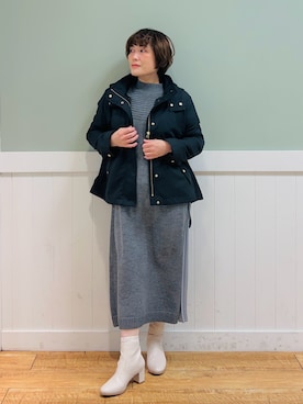 「DRESKIP（ドレスキップ）のアイテム（ジャケット/アウター）」を使った、タナさん（骨格ウェーブ・レディース・155cm）の冬コーディネート