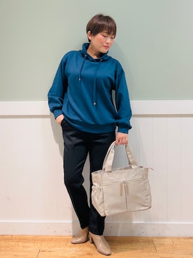 「DRESKIP（ドレスキップ）のアイテム（パーカー）」を使った、タナさん（レディース・155cm）の秋コーディネート