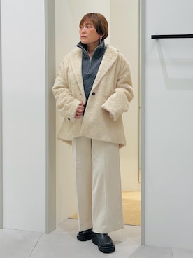 「アイテム（チェスターコート）」を使った、タナさん（レディース・155cm）の冬コーディネート