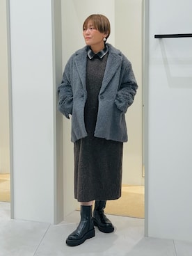 「アイテム（チェスターコート）」を使った、タナさん（レディース・155cm）の冬コーディネート