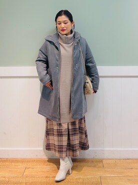 「DRESKIP（ドレスキップ）のアイテム（その他アウター）」を使った、タナさん（レディース・155cm）の冬コーディネート
