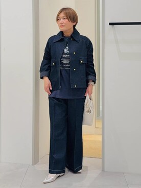 「THE SHOP TK （ザ ショップ ティーケー ）の大人かっこいい 軽やかデニム＆チノブルゾン（ブルゾン、ブルー系）」を使った、タナさん（レディース・155cm）の冬コーディネート